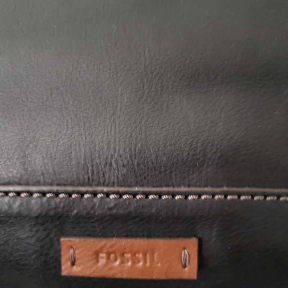 Fossil Leather Black Brown Handbag Purse Shoulder Satchel Tote Classic Women - Picture 6 of 16